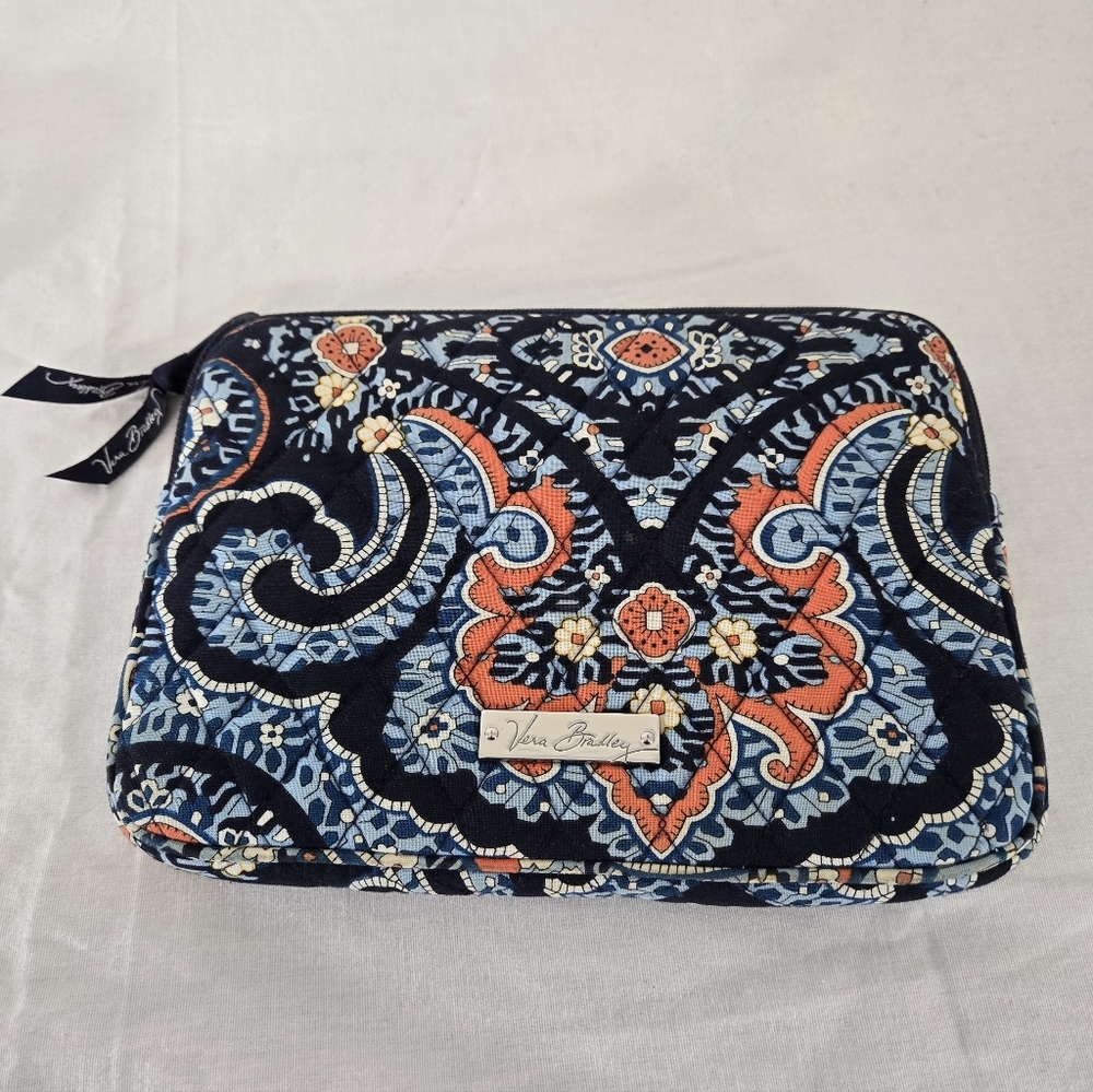 Vera Bradley Blue/Orange/White Paisley Floral Marrakesh Make-Up/Travel Pouch